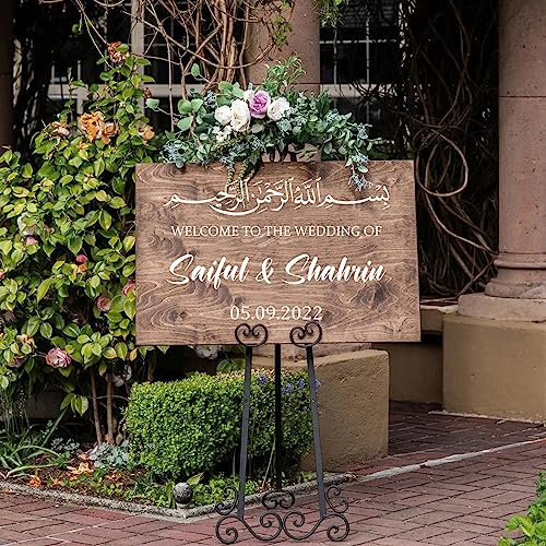 FIONEL Cartello di benvenuto personalizzabile, adesivo in vinile per matrimonio, impermeabile, lucido, romantico, esterno, adesivo