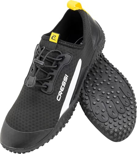 Cressi Sonar Shoes - Scarpa Sportiva Uso Acquatico Realizzata in Tessuto Microforato, Nero/Giallo, 41 EU, Unisex Adulto