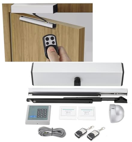 COYWEH Türschließer Türschliesser Silber 100v-240v IP21mit 2x Fernsteuerung Feststellgestänge und Montageplatte/hohe Qualität/für Feuer- und Rauchschutztüren geeignet