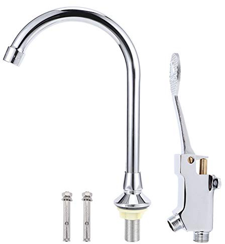 NDNCZDHC Foot Pedal Faucet with Pedal, G1/2in Touchless Foot Operated Water Pump, Bathroom Basin Floor Mount Foot Control Faucet Kit, Single Cold Water Faucet
