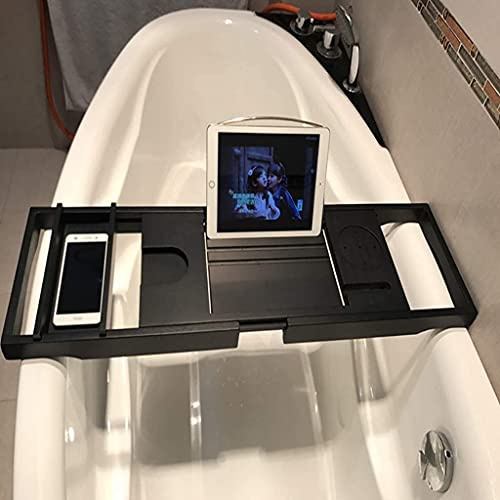 Bathtub Cover Bathtub Stand Bathtub Telescopic Rack Board Multifunction Bathtub Table Bathtub Bridge Foldable Bathtub Cover Bathtub Tray (Color : Black)
