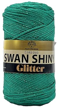 filati italiani cordini laminati Swan Glitter 500g - 450 metri per borse handmade e molto altro ancora (verde/lux, SHINY GLITTER)