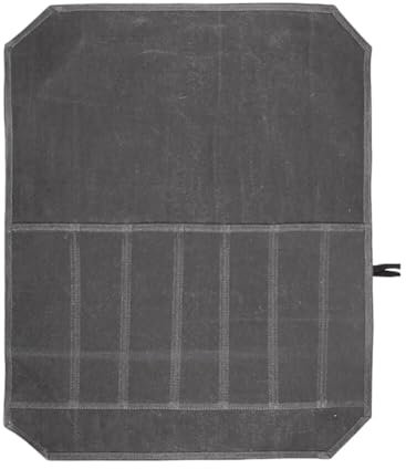 Huamengyuan Chef's Knife Roll Bag, Wax Canvas Knife Case Storage, Portable Chef Knife Bag, Chef's Knife Roll Bag with 7 Compartments, Waxed Canvas, Chef's Knife Case, Tool Roll Bag, gray, standard