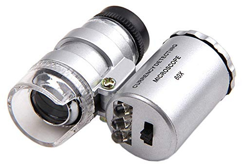 Juwelierlupe,Uhrmacherlupe,Lupe mit licht LED Juwelierlupe 60-fache Vergrößerung Klapplupe mit LED Metall Klapplupe mit UV-Licht für Diamanten Schmuckstempel