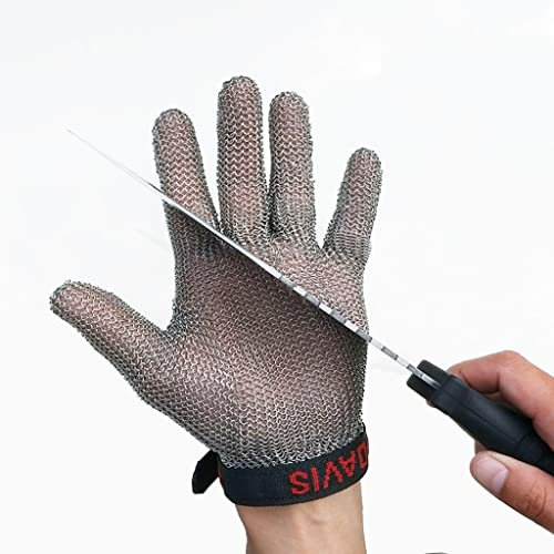 Schnittschutzhandschuhe aus Edelstahl, schnittfeste Kettenhandschuhe, Sicherheitsarbeitshandschuhe für Metzger, Zimmermann, Träger, Mechaniker, Handwerker (Größe: 1 Stück/XXS) (einfarbig 1 Stück