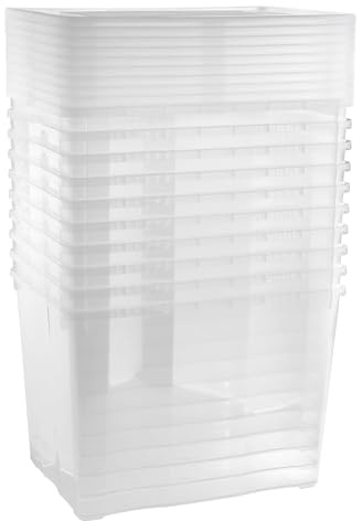 Grizzly förvaringsboxar 10 x 20 L medelhöga med lock transparent - transparenta stapelbara boxar med ventilation