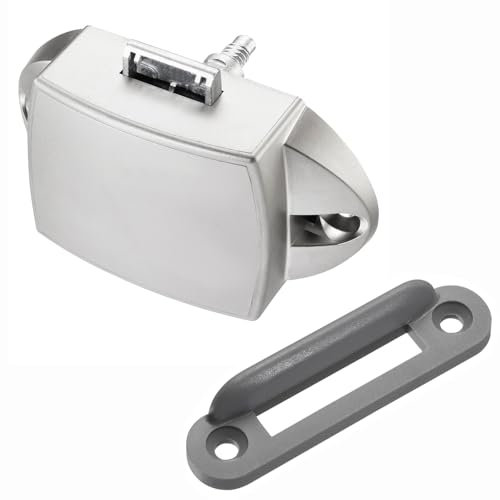 SOTECH Push-Lock Aufbau-Schloss 77 x 44,5 x 21 mm Edelstahloptik, Druckschloss Schrankschloss für Boot & Caravan