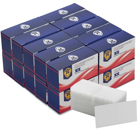 Coin Shield 1000 2x2 Double Pocket Coin Flips PVC Free Clear Vinyl Holders with Inserts