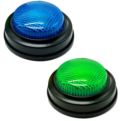 Gelaber 2 stycken Buzzer Blind Test, Buzzer för frågespel med 4 förinspelade ljud, ljud och ljus, julklappar för barn