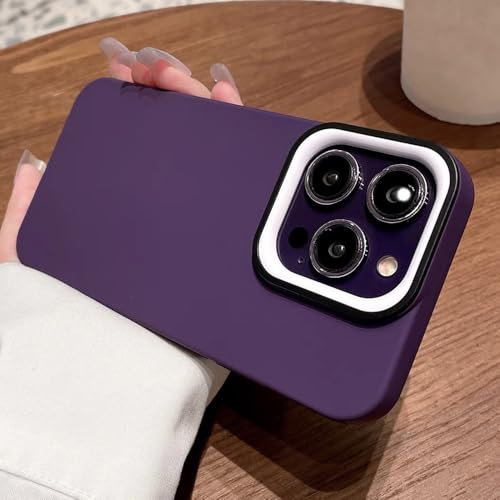 FORLUZ Abnehmbare Telefonhülle mit Kontrastfarblinse für iPhone 11 12 13 14 Pro 15 Pro Max X XR XS Max Flüssigsilikon-weiche TPU-Rückseite, PR, für iPhone 11