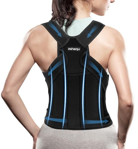 Back Support Brace Posture Corrector: Adjustable Shoulder Neck Lumbar Belt Strap - Upper Lower Back Straightener Supports for Women and Men - Breathable Back Braces for Spine Scoliosis Hunch - M