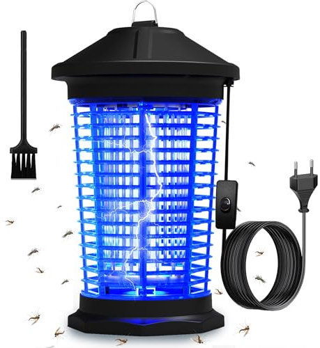 Lampe UV Anti Moustique 4500V 18W avec Interrupteur & Câble 2m - Appareil Anti Insecte Exterieur/Interieur, Lumiere Bleue Tueur de Moustiques/Mouches pour Jardin, Maison, Chambre