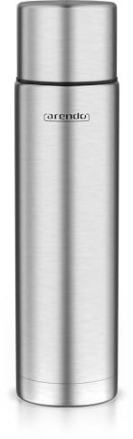 Arendo - Thermoskanne 1l – Edelstahl Thermosflasche mit Deckel doppelwand – 1000 ml – 100% auslaufsicher - spülmaschinenfest - Trinkflasche für Heiß- und Kaltgetränke