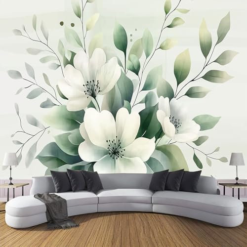 Carta da Parati Bouquet Elegante Fotografica effetto 3D Fiori Acquerello Poster Gigante Murale Decorazione per Soggiorno, Camera da Letto, Tv Parete 200x140cm