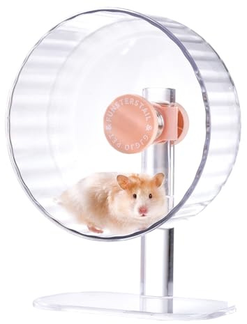 FunstersTail Super Silent Hamster Wheel 10.4 Inch, Magnetic Large Rat Wheel for Chinchilla, Gerbil, Guinea Pig, Cat, Mouse, Sugar Glider and Dwarf, Syrian Hamster Accessories (Peach Pink)