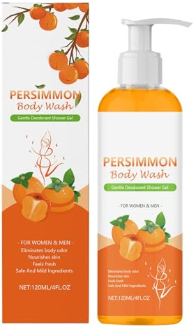 Simple Gel detergente per cachi per l'odore delle persone, gel doccia caci, sapone per il corpo, olio di estratto di cachi, gel doccia naturale per donne, 120 ml per la cura delle labbra (arancione