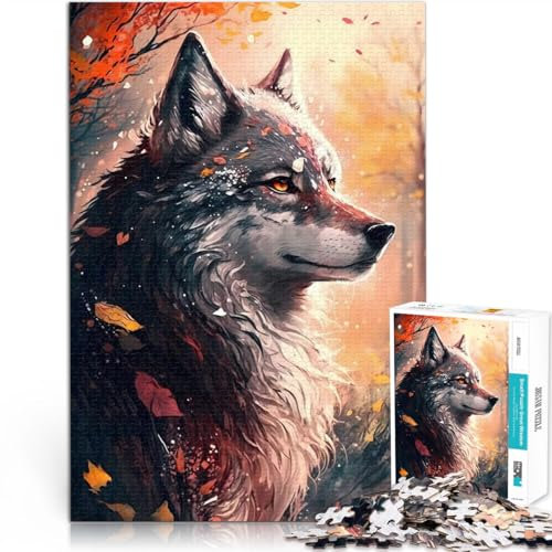 Quizspiel Ansprechender Wolf Puzzle 1000 Teile für Erwachsene 26x38cm Lustige Aktivitäten für zu Hause, Geburtstagsgeschenk, Reisegeschenk, für ab 14 Jahren
