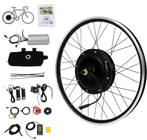 jiumxliu 26 Zoll 48V Ebike Umbausatz 1500W Elektrofahrrad Umbausatz Heckmotor Bürstenloser Getriebemotor Ebike Conversion Kit 31.05 km/h, 5-Stufen PAS, Tempomat, LCD-Display