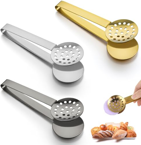 Guduling 3 Pcs Teabag Squeezer Tool,Tea Bag Squeezer,Teabag Squeezers Tongs,Round Stainless Steel Teas Squeezers or Sugar Tongs for Sugar Cubes for Kitchen Bar Tools