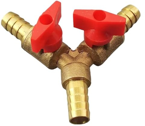 BCOMFY 8mm 10mm Hose Barb Y Type Three 3 Way Brass Shut Off Ball Valve Pipe Fitting Connector Adapter For Fuel Gas Water Oil Air(8mm)