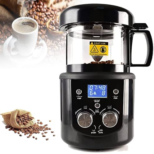 DEaThsalL Tostatrice per caffè per Uso Domestico (Display LCD), per Chicchi di caffè Ad Aria Calda con Timer (0-15 Minuti), Riscaldamento E Raffreddamento 2 in 1 (1-8 Livelli)