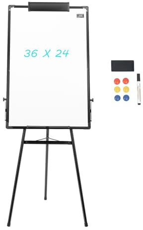 Easel Whiteboard - Magnetic Portable Dry Erase Easel Board 36 x 24 Tripod Whiteboard Height Adjustable Flipchart Easel Stand White Board for Office or Teaching at Home & Classroom (Black)