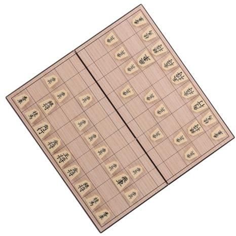 Didiseaon Jeu de Société Japonerie Shogi Pliable Magnétique en Bois Échiquier Traditionnel Compact pour Voyage Jeu de Stratégie Familial Pièces Sécurisées Expérience Culturelle