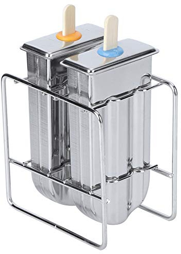 aqxreight Moules en Acier Inoxydable Moule à Crème Glacée Maison Cuisine Bricolage Machine à Glaçons Outil Tête Ronde Nettoyage et Stockage de Bâtons Bricolage 10 Pièces 2 Pièces Complet avec (2