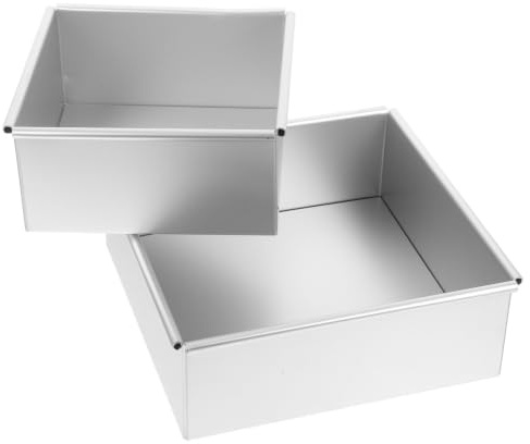 KICHOUSE Set 2 Stampi per Dolci Quadrati in Lega di Alluminio Fondo Removibile Antiaderente per Forno Uso Domestico e Negozi di Dessert