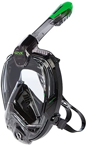 SEAC Libera, Vollgesichtmaske zum Schnorcheln mit Schnellverschluss-Schnallen, schwarz/grün, L/XL