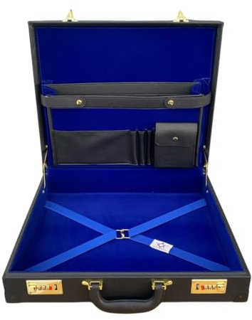 Masonic Hard Faux Leather Apron Case (Grand) | Black Freemason Briefcase – Secure Lockable Storage for Craft Dress & Undress Grand Aprons, Royal Arch Grand Aprons & Mark Dress & Undress Aprons