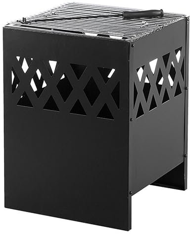Braséro de Jardin en Acier en Forme de Cube 40 x 40 x 53 cm avec Tisonnier et au Design Moderne et Chic Beliani