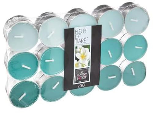 Comptoir de la Bougie - Lot de 30 Bougies Chauffe-Plat Parfumées 3,7cm Fleur de Tiaré