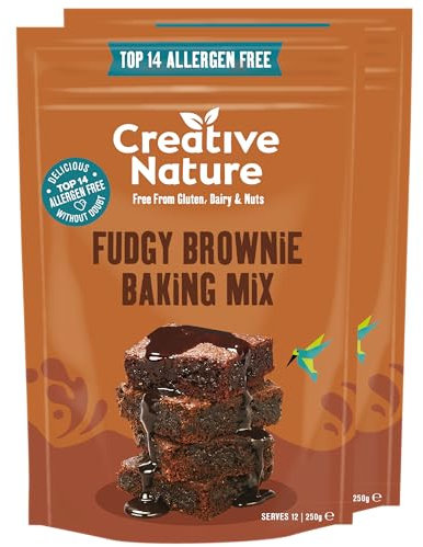 Gluten Free Cake Mix | Creative Nature Vegan Brownie Mix | Nut Free, Dairy Free Baking Mix | Top 14 Allergen Free | 2 Pack