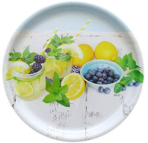 Lashuma großes Serviertablett, Kunststofftablett 40 cm Ø, Dekotablett rund Design: Limette