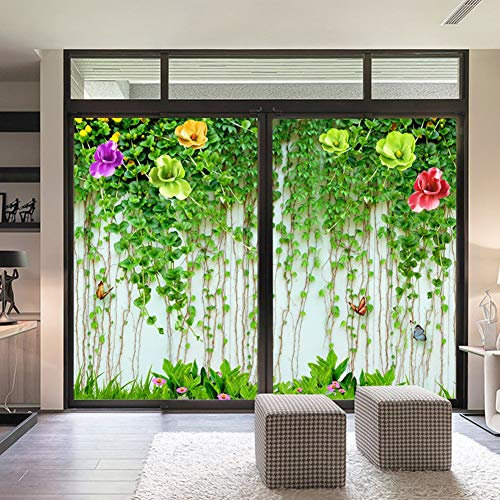 Siunwdiy 3D Statique Pellicule pour Fenêtres, Dépoli Verre Film Intimité Autocollant, Décor de Fenêtre Sans Colle pour Office Salon, 70x200cm