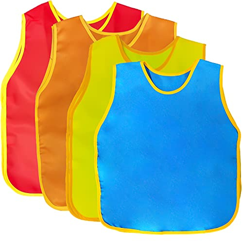 NANASO 4Pack Kids Waterproof Art Smock - Painting, Feeding, Cooking Apron for Toddlers Age 2-6