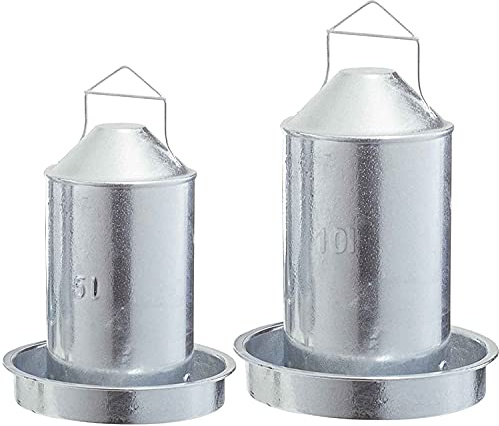 Pemium Metall Hühnertränke 5,0 Liter & 10 L - Geflügeltränke Futterautomat Stülptränke Hühner Tränke zum Aufhängen oder Hinstellen (10,0 Liter)
