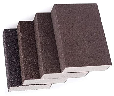 Voarge 4 Pieces Sanding Sponge Wet and Dry Sanding Block Coarse/Medium/Fine/Superfine 4 Different Sanding Pads for Metal Wall Wood