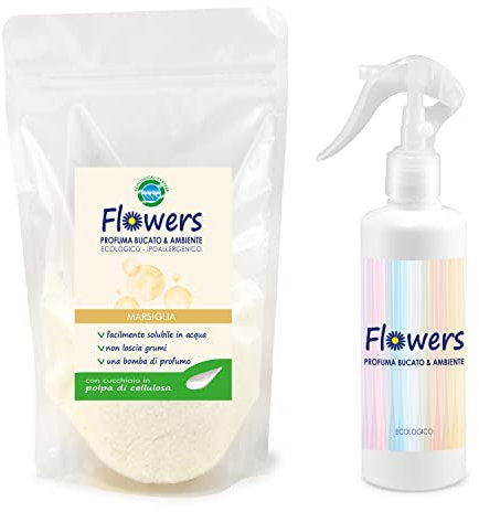 Profuma Bucato, Marsiglia - Ecologico in polvere, 200g Kit con Spruzzino Profuma Ambiente