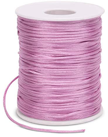 LEREATI Satin Cord 1.5mm x 100m Nylon Cord Bracelet Thread, Rattail Silk Beading Thread Jewellery String for Making Bracelet, Necklace, Chinese Knot, DIY Crafts (Deep Pink)