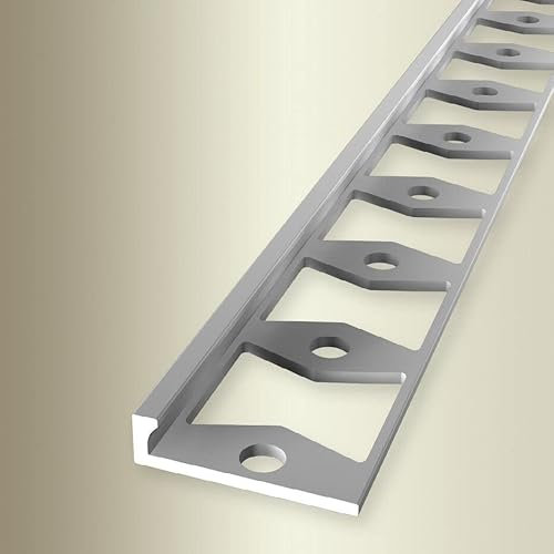 PROVISTON Profilo di finitura, larghezza: 21 mm, altezza: 3 mm, lunghezza: 2500 mm, alluminio anodizzato, doppio profilo K, argento, punzonato