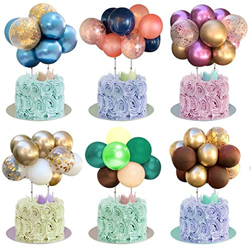 Bunte Latex-Ballon-Kuchenaufsätze – Geburtstagswolke Kuchendekoration, Konfetti-Mini-Ballon, Party-Dekorzubehör für Kinder, Mädchen, Jungen, Frauen, Männer, 60 Stück
