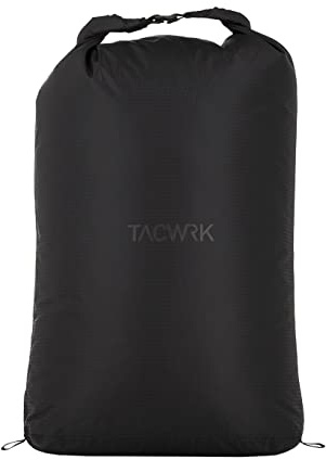 TACWRK x Tasmanian Tiger Dry Bag wasserdichte Aufbewahrungsbeutel Lightweight Trockenbeutel Polyester Packsäcken Set für Wassersport Wandern Camping, Black (20 Liter, Black, 1)