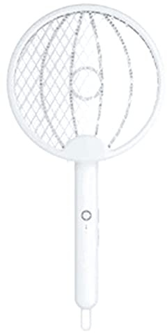 Gsrimgratoe Matamoscas EléCtrico Raqueta Mosquito Zapper Plegable Zapper Raqueta Mosquito Recargable para Interior Exterior Blanco