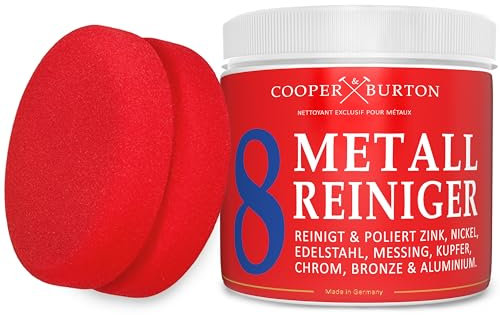 Detergente per metallo sostenibile concentrato, con spugna a mano, pulisce in acciaio inox lucidato e sfalsato, alluminio, cromato, rame, ottone, rame, nichel, zinco, ottima resa e durata illimitata