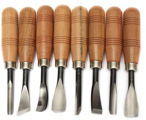 Wedhapy Juego De Cinceles para Carpintería Herramientas para Tallar Madera Gubias Profesionales Manuales Juego De Corte De Blanqueamiento De Acero Al Carbono para Escultura 8 Uds.