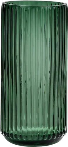 Vzmiza Grün Glas Vase Für Moderne Heimdekoration - Flower Vase Für Pampasgras - nordischer Boho-Stil vasen Glas für Hochzeit - Gerippt Blumenvase für tulpen-Esstisch, Wohnen-BodenVase(Grüne)