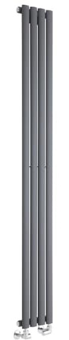 MILANO Anthracite Vertical Single Oval Panel Radiator Valves 1780 x 236mm
