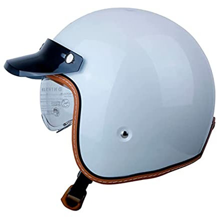 3/4 Vintage Jethelm Motorradhelm Halbhelme,Brain-Cap Offenem Scooter-Helm Mit Visier Halbschalenhelm Roller-Helm ECE Zulassung Antikollisions-Schutzhelm Für Herren Damen 8,XXL:63-64CM